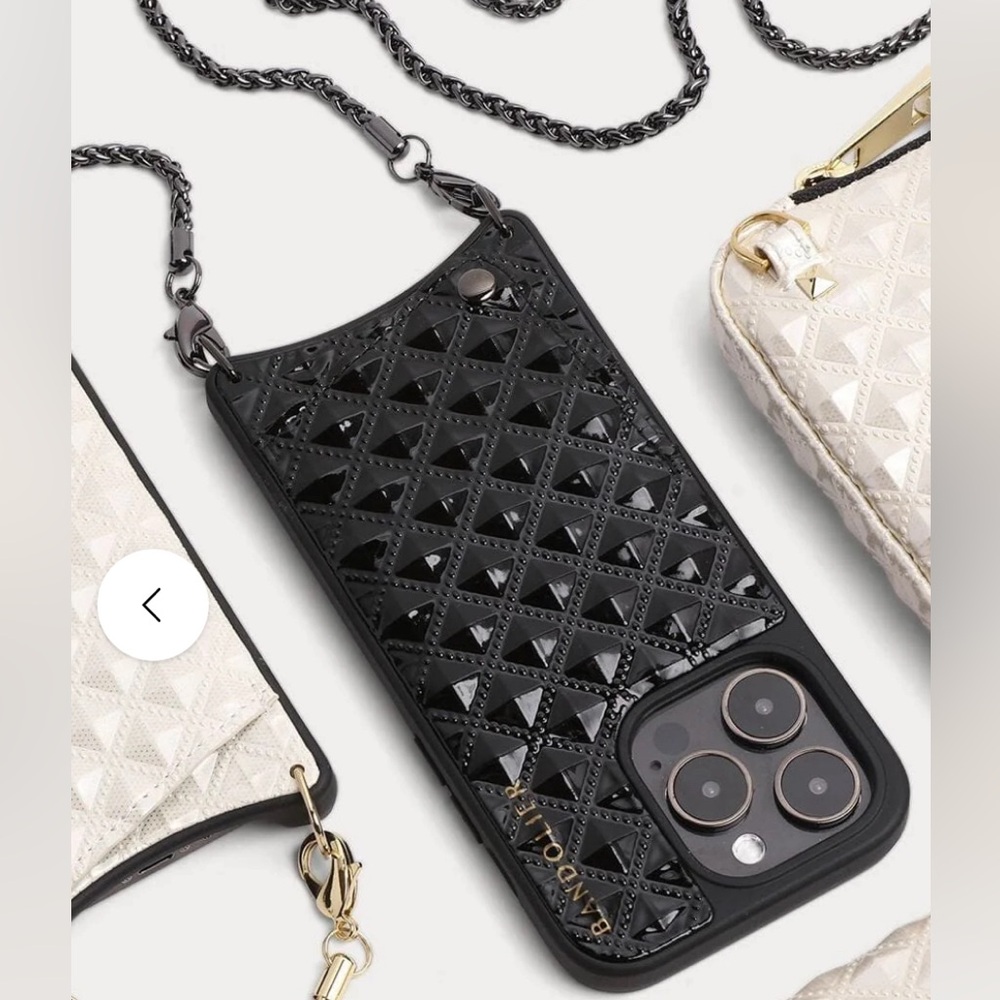 Brand New black SHEILA Bandolier crossbody lux phone case for iPhone 12/ 12 pro